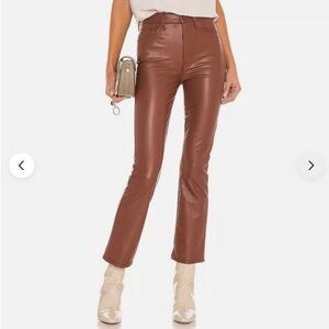 MOTHER Brown Faux Leather High-Rise Straight Pants